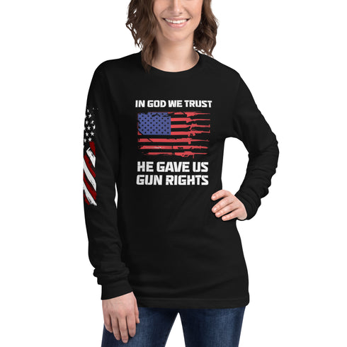 In God We Trust, He Gave Us Gun Rights Unisex Long Sleeve Tee - Mainstream Freedom